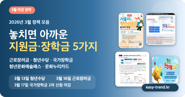 2026년 3월에 놓치면 아까운 정책 5가지를 정리한 대표 이미지