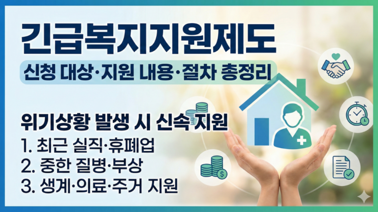 긴급복지지원제도 신청 대상·지원 내용·절차 총정리 (2026년 기준)