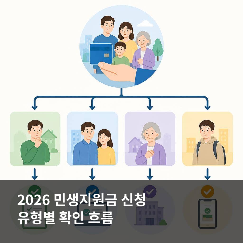 2026 민생지원금 3차 신청 유형별 확인 흐름과 대상 구분을 설명하는 이미지