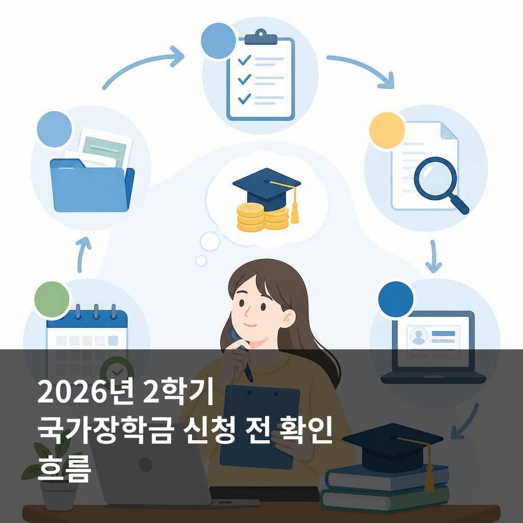 2026년 2학기 국가장학금 신청 전 학생 유형과 확인 항목을 정리한 이미지