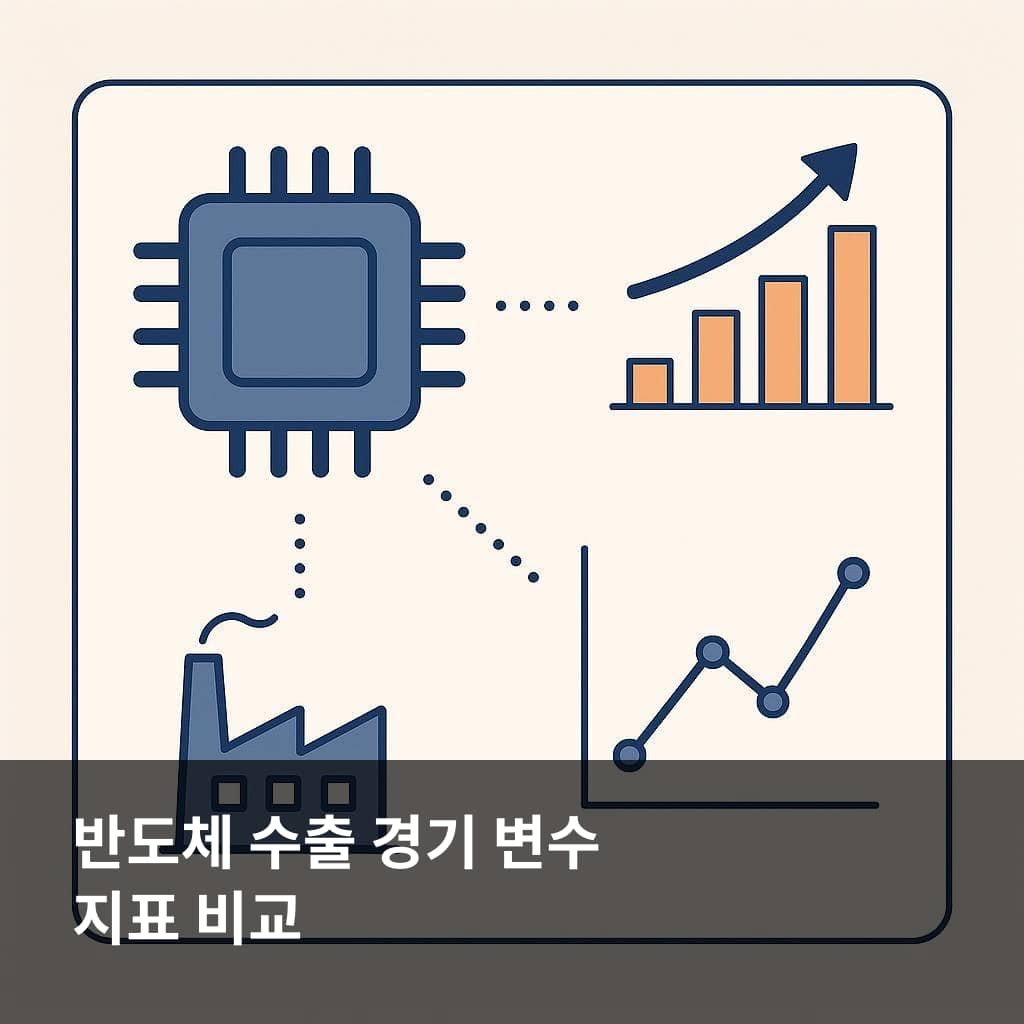 반도체 수출 경기 변수와 가격 물량 환율 재고 지표를 비교한 이미지