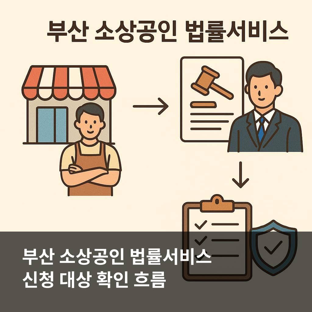 부산 소상공인 법률서비스 신청 대상과 확인 흐름을 설명하는 이미지