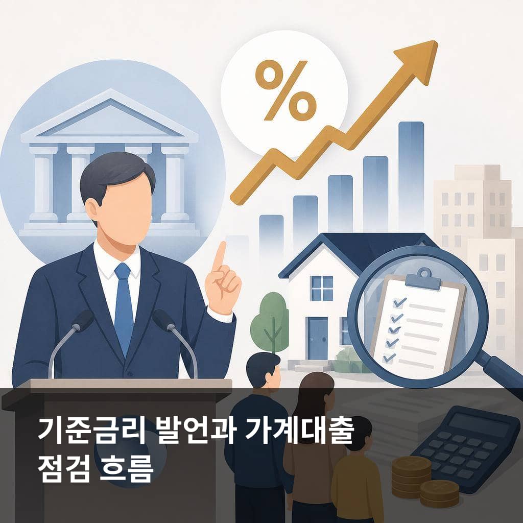한은 부총재 금리 인상론 언급과 가계대출 점검 흐름을 설명하는 이미지
