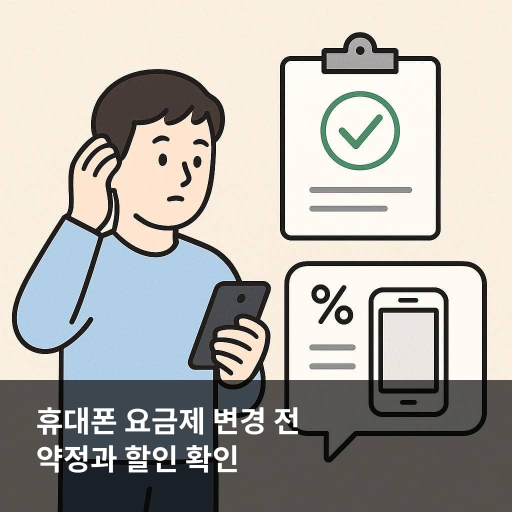 휴대폰 요금제 변경 전 확인해야 할 약정 할인과 결합 조건을 살펴보는 모습