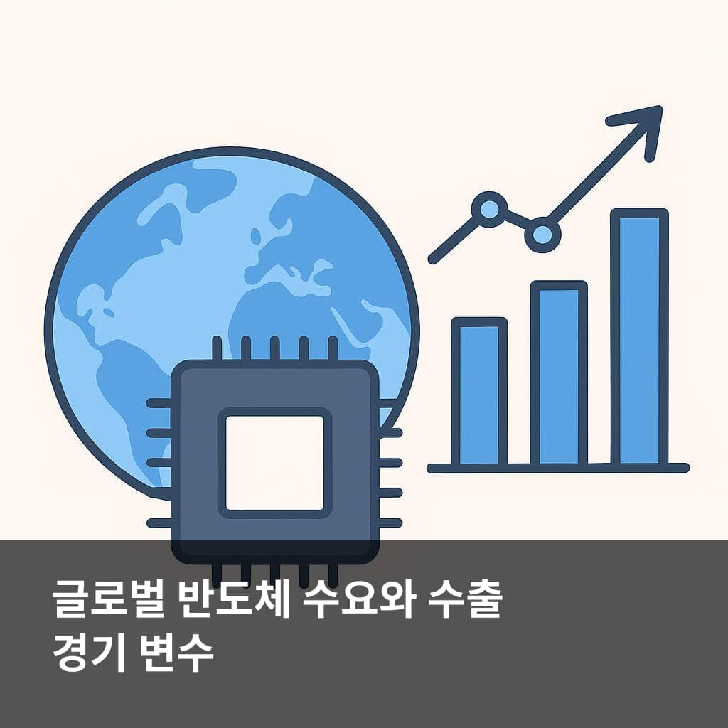 반도체 수출 경기 변수와 중국 미국 AI 서버 수요를 보여주는 이미지
