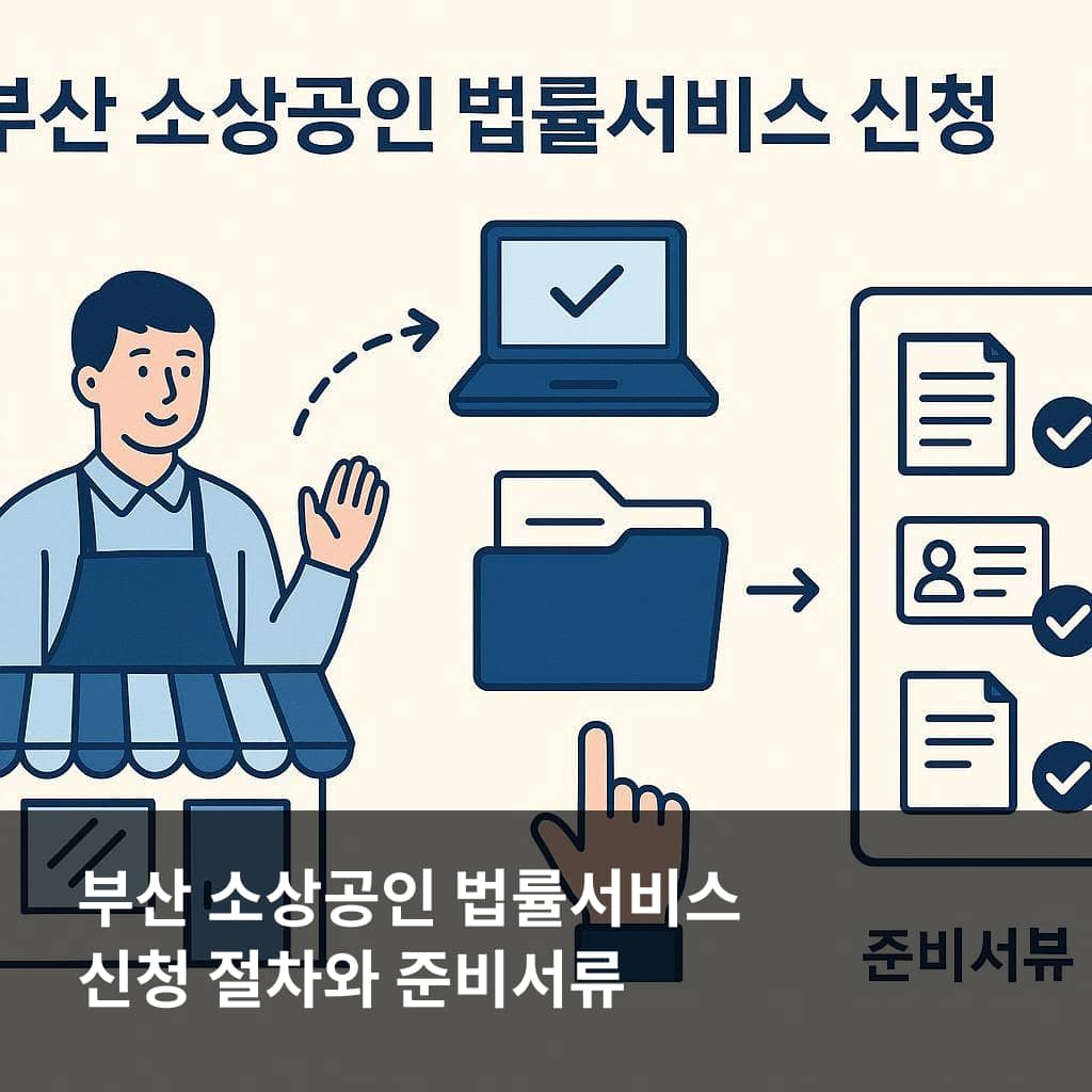 부산 소상공인 법률서비스 신청 절차와 준비서류를 보여주는 이미지