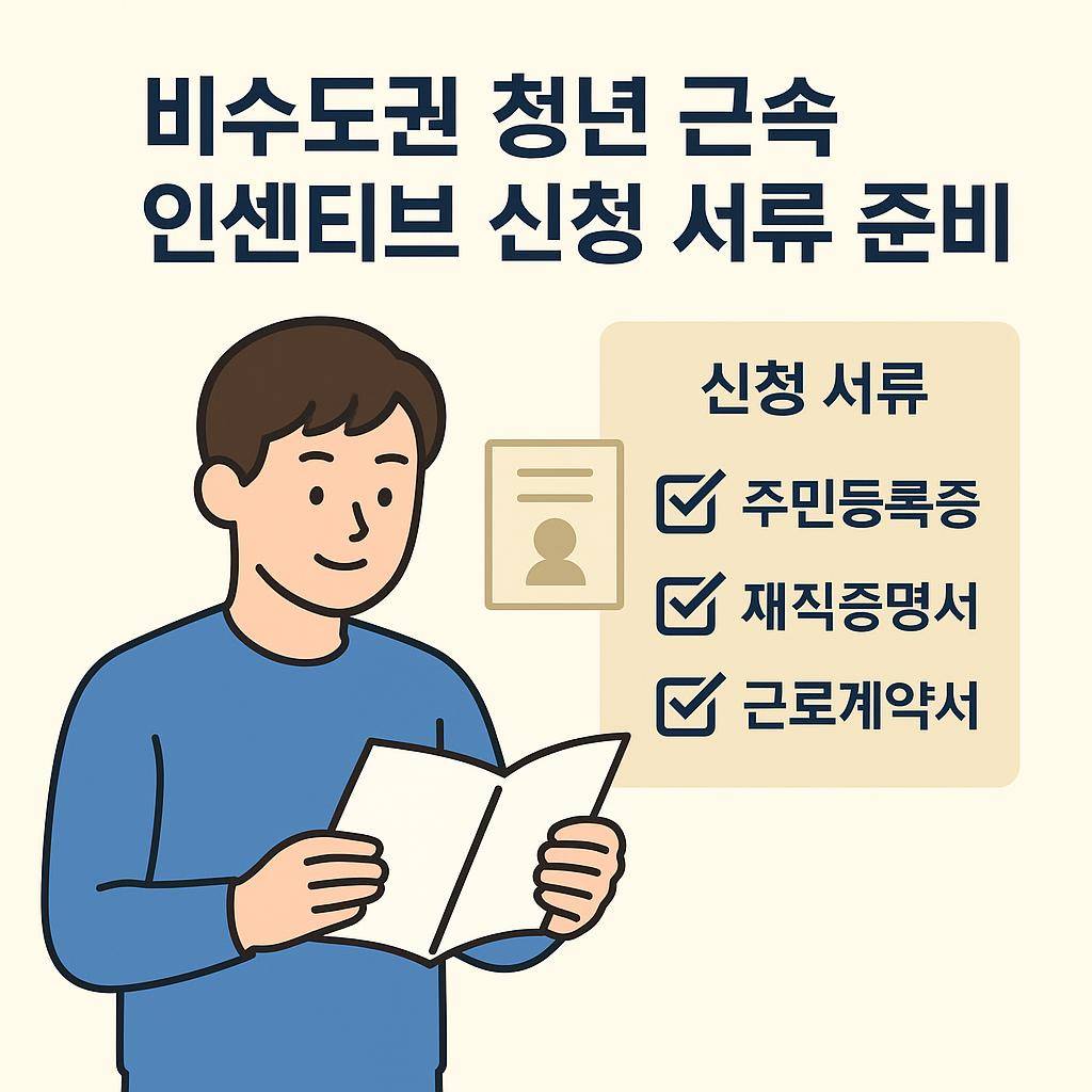 비수도권 청년 근속 인센티브 2026 신청 서류와 온라인 접수 화면을 준비하는 모습