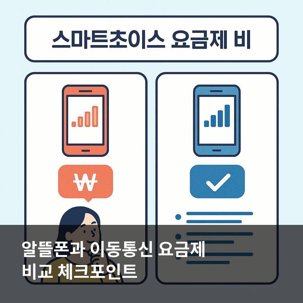 스마트초이스 요금제 비교 후 알뜰폰과 이동통신 요금제를 비교하는 체크포인트 이미지