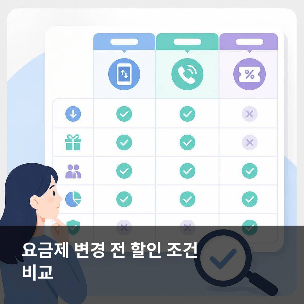 통신요금 사용패턴 점검 후 약정과 결합 할인을 비교하는 장면