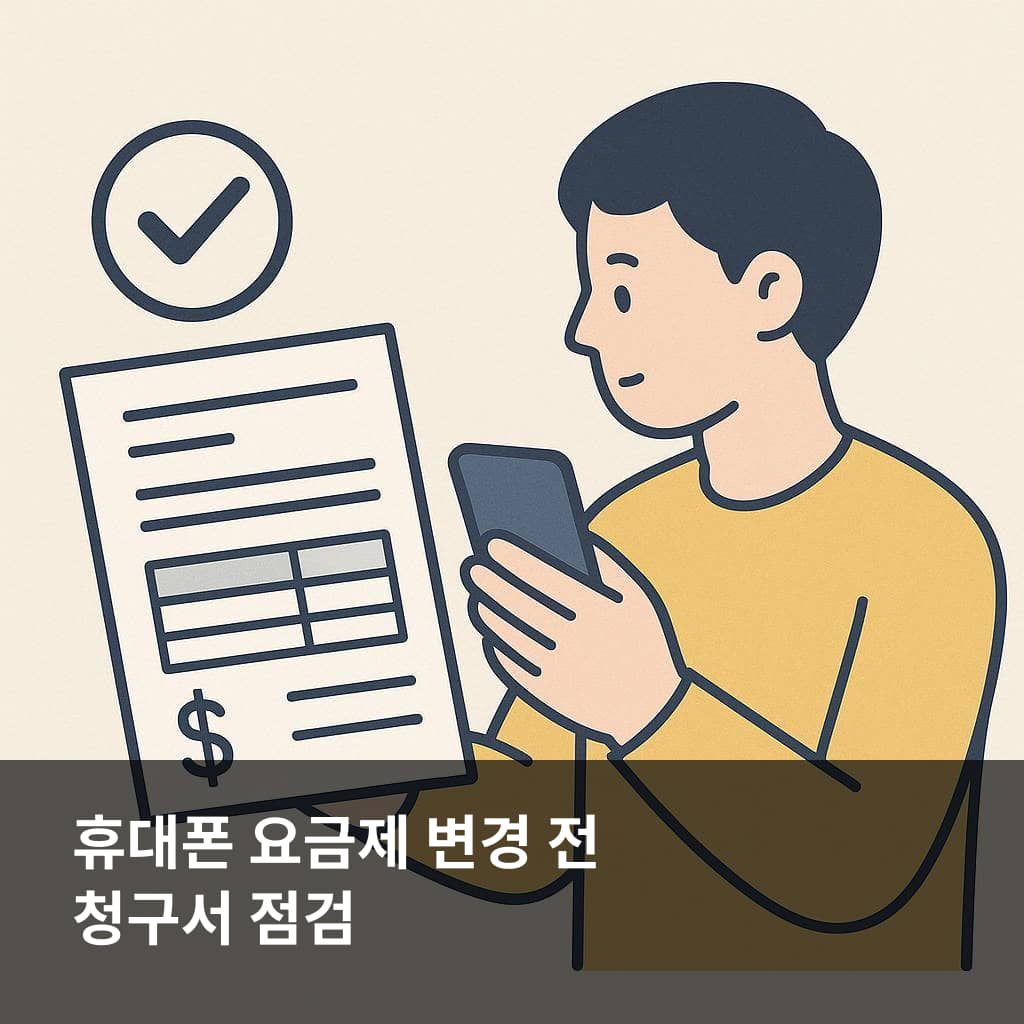 휴대폰 요금제 변경 전 확인할 청구서와 부가서비스 내역을 비교하는 장면