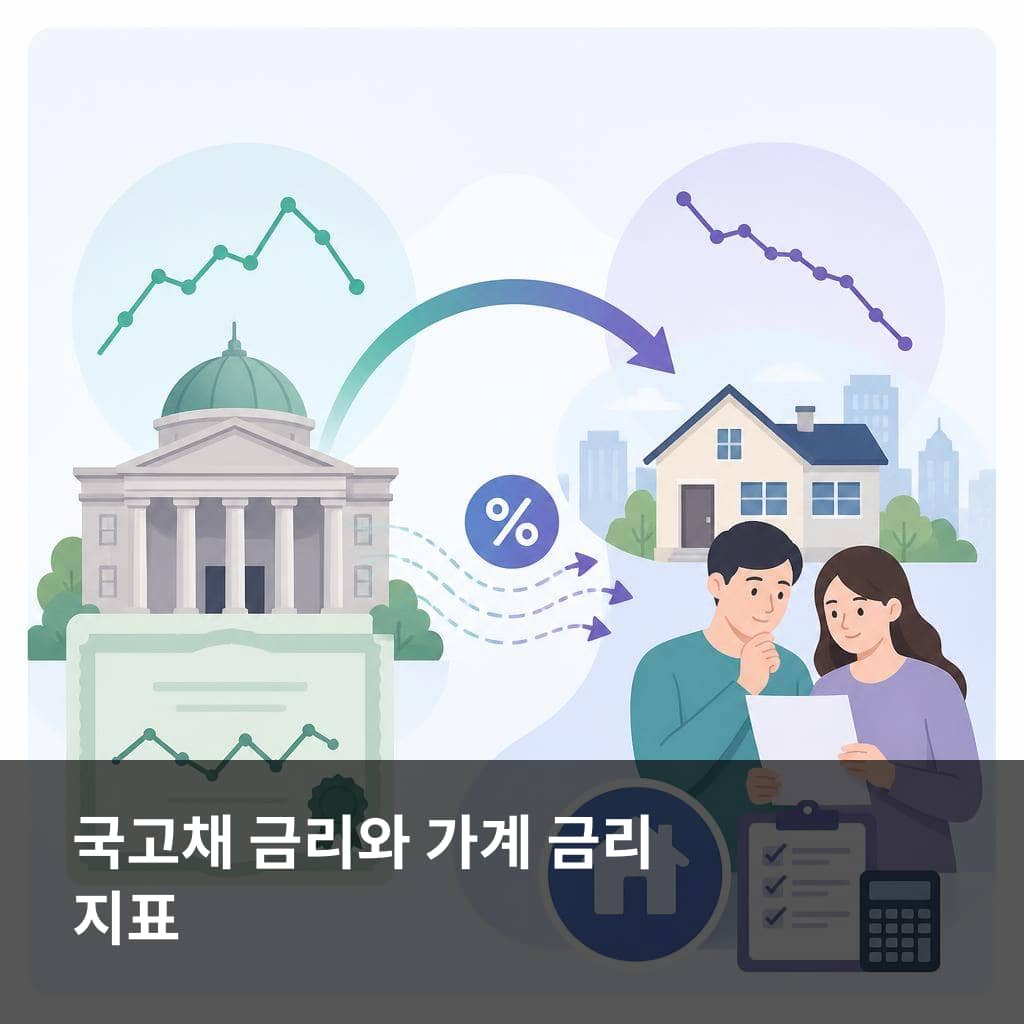 국고채 금리 방향과 대출금리 예금금리 지표를 비교한 설명 이미지