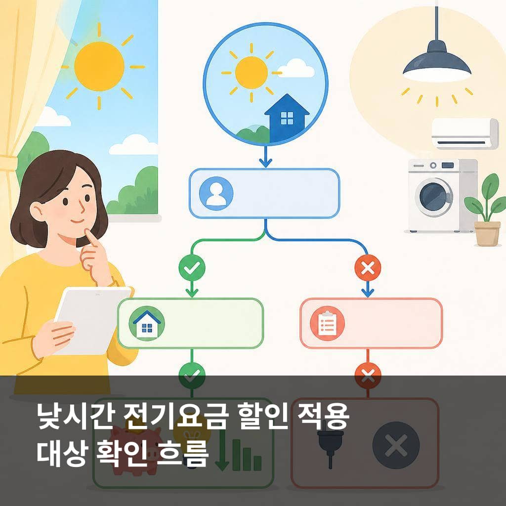 낮시간 전기요금 할인 적용 대상을 계약종별과 사용 시간대로 확인하는 흐름