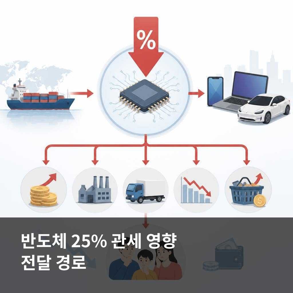 반도체 25% 관세 영향과 수출주 물가 전달 경로 설명