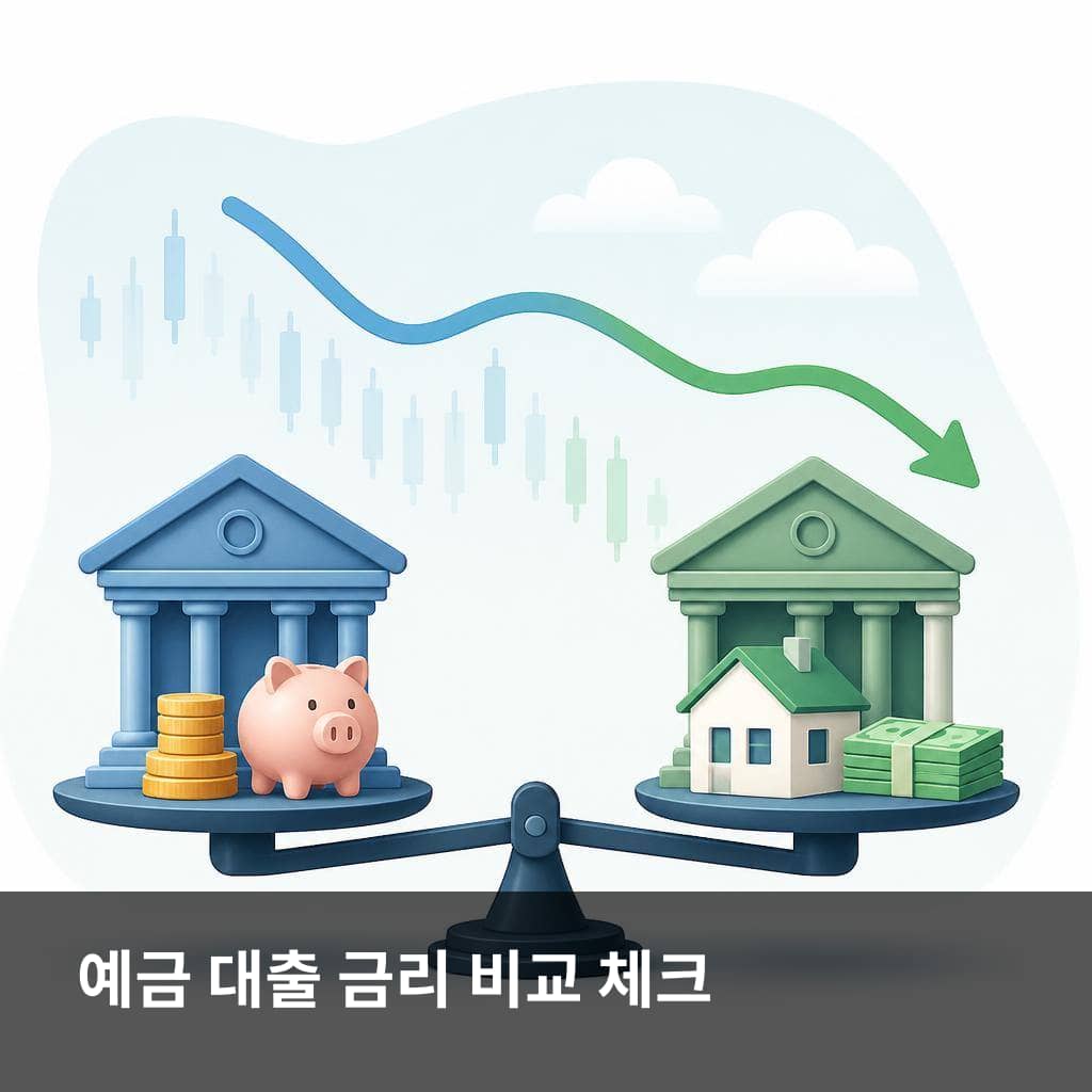 국고채 금리 방향에 따라 예금과 대출 선택 기준을 점검하는 이미지
