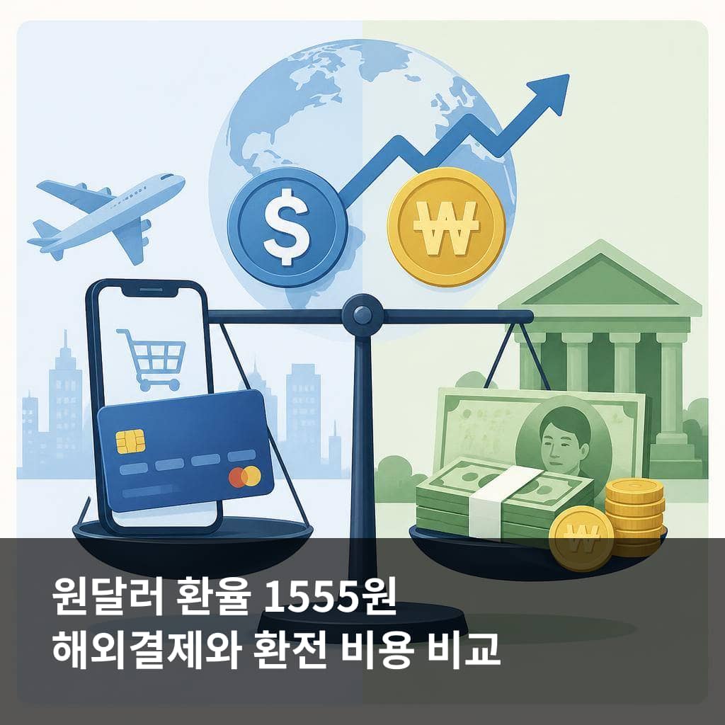 원달러 환율 1555원에서 해외결제와 환전 비용을 비교하는 체크포인트 이미지