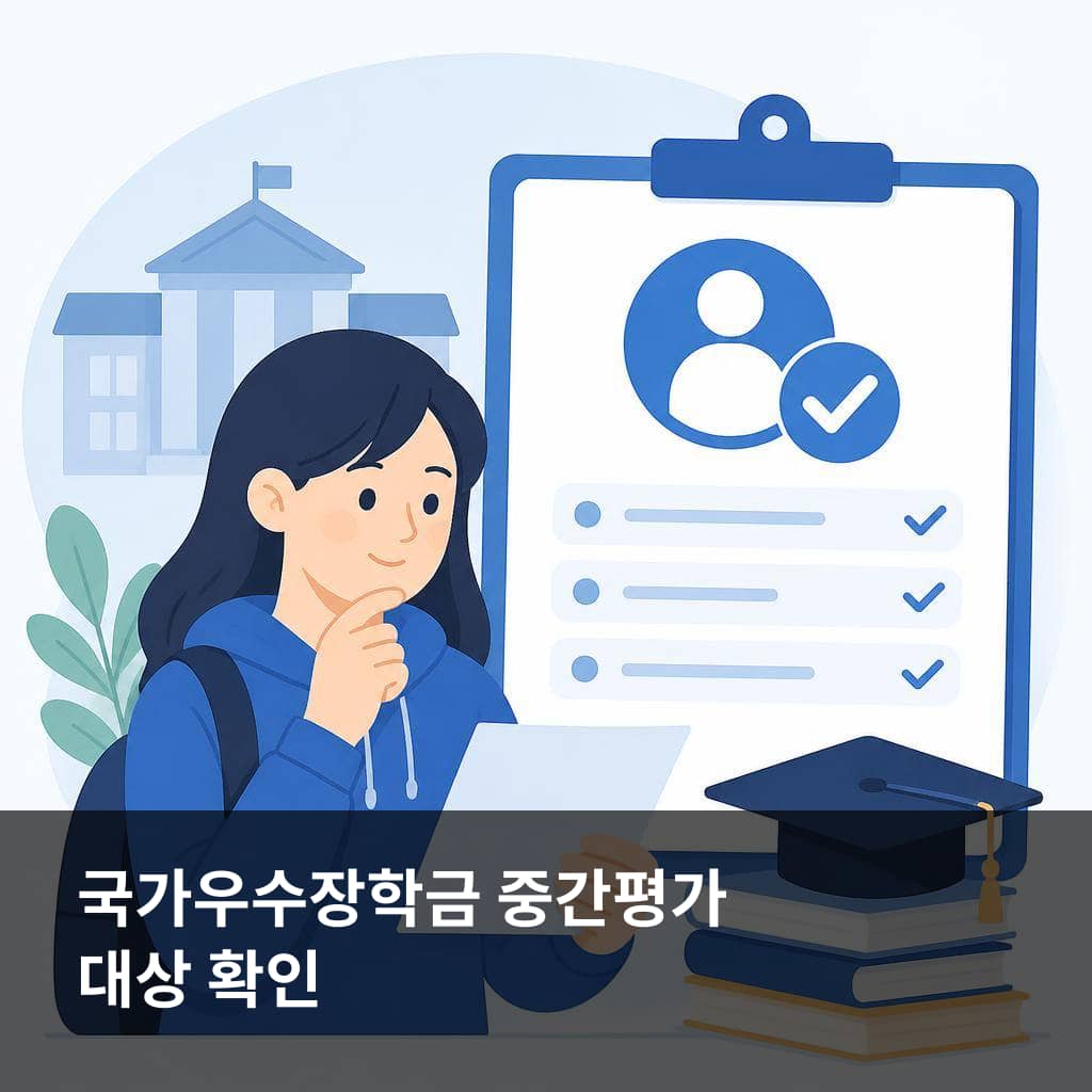 2학기 국가우수장학금 중간평가 대상 재학생이 공식 공지와 신청 경로를 확인하는 모습